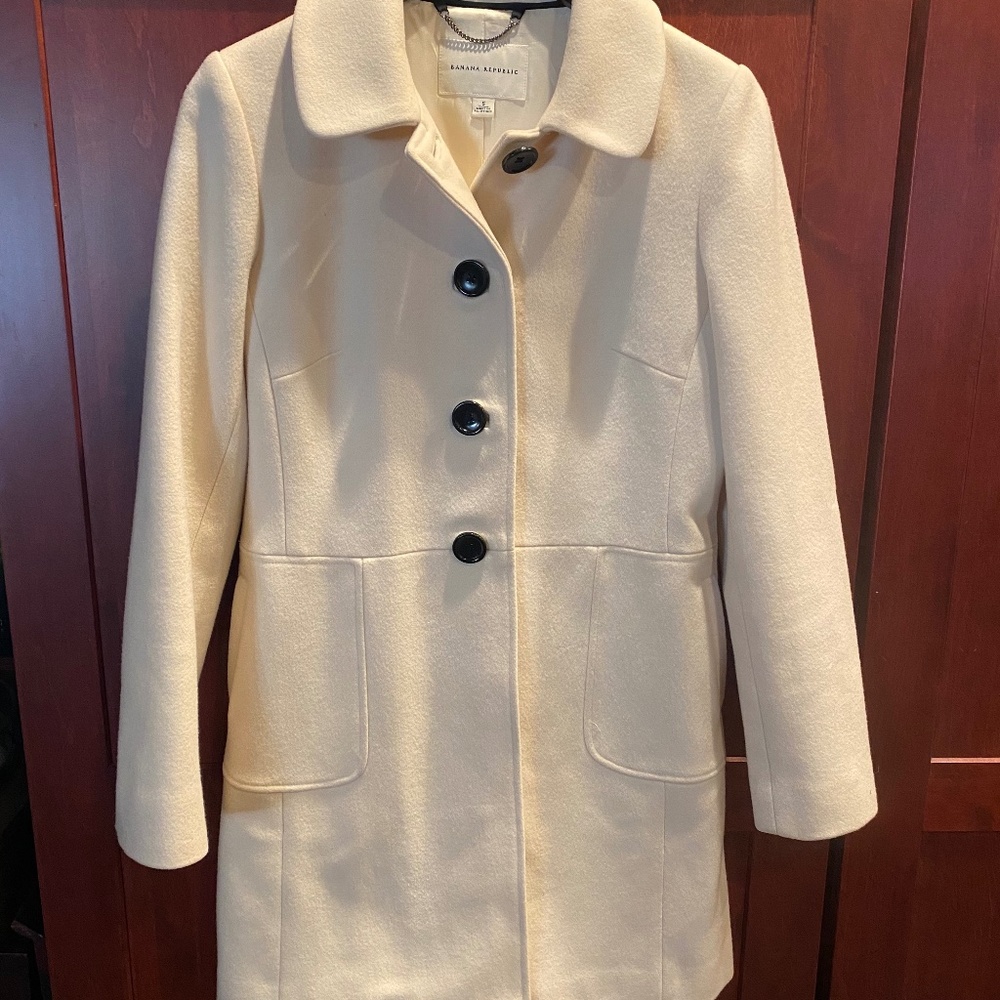 New Banana Republic Wool White Peacoat